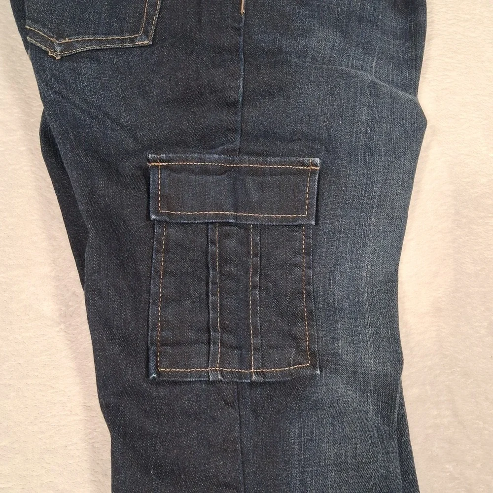 J Jill Cargo Jeans Womens 10‎ Petite Dark Wash Stretch Straight Leg Denim Preppy